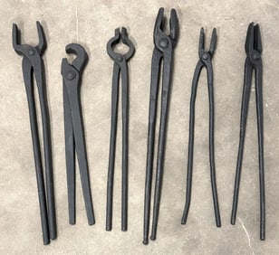 Assortment of Antique Hand Wrought 24" Forging Tongs