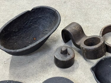 Primitive Hand Wrought Forging & Blacksmith Tools/ Parts Including Hog Catcher & Forging Ladle