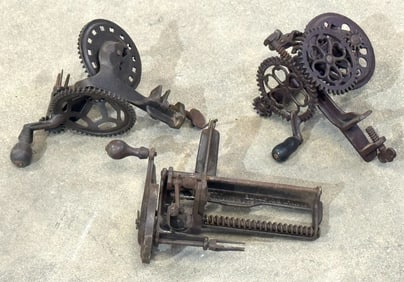Goodell Company Family Bay State Cast Iron Apple Peeler & 2 Unmarked