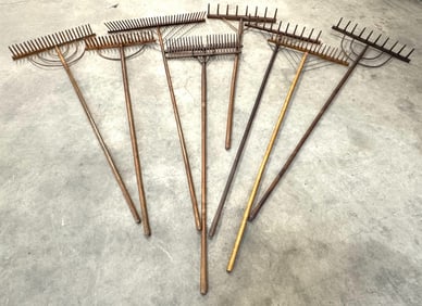 Assortment of Primitive Wooden Rakes
