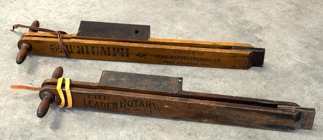 (2) Antique Wooden Kent Mfg. "The Triumph" Corn/Seed Planters