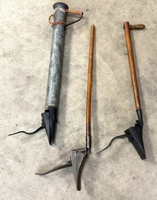 Primitive Wood and Galvanized Tin Hand Potato Potato Planters