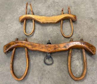 Wood Primitive Double Oxen Yokes