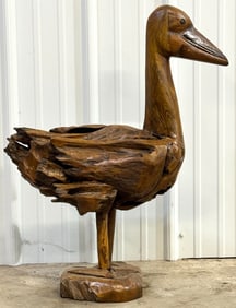 28in Tall Teak Wood Bird Sculpture