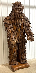 7ft Teak Wood Sasquatch Big Foot Sculpture