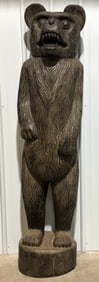 6.5ft Tall Carved Wood Bear Statue