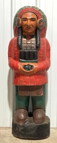 3.5ft Tall Carved Wood Native American Cigar Store Indian Sculpture