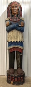 7ft Tall Carved Wood Native American Cigar Store Indian Statue