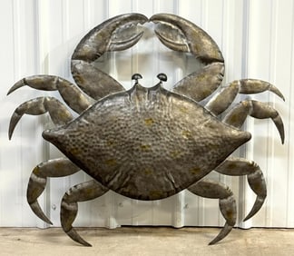 35in Wide Metal Art Crab Sculpture