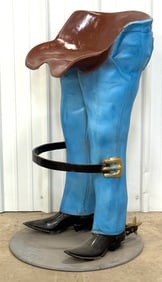 Cast Metal Painted Western Cowboy Booty Bar Stool