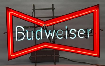 Vtg. Budweiser Bow Tie Beer Advertisement Neon Bar Sign