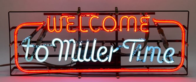 1983 "Welcome To Miller Time" Neon Advertising Sign