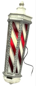 Koken Porcelain Top/Bottom Stained Glass Barber Pole Light