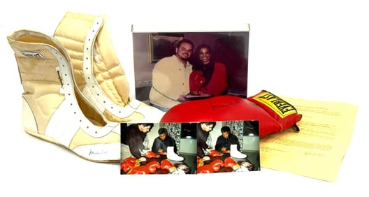 Muhammad Ali Autographed Everlast Glove & Shoes with COA and Photos