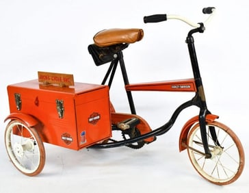 Custom Steelcraft / Murray Harley-Davidson "Jack's Cycle Shop" kid's bicycle with toolbox