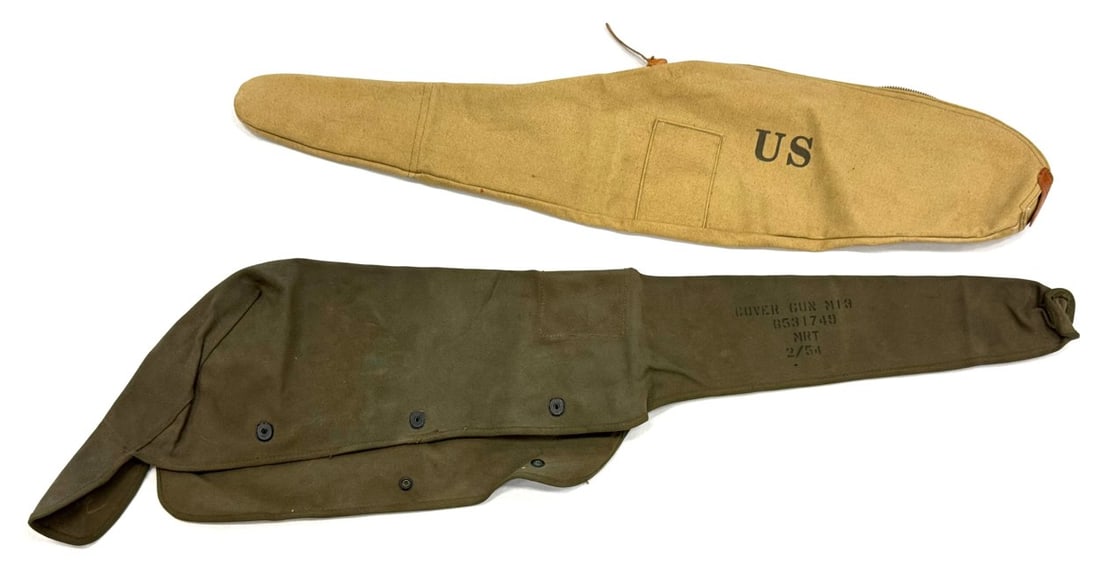 1943 Dated M1 Carbine Canvess Bag & WW II Browning 1919 Machine Gun Cover: 1943 Dated M1 Carbine Canvass Bag & WW II Browning 1919 Machine Gun Cover.? The M1 carbine canvass bag is marked 1943 Tweedies.? Canvass bag is in very nice used condition.? This lot also obtains a WW