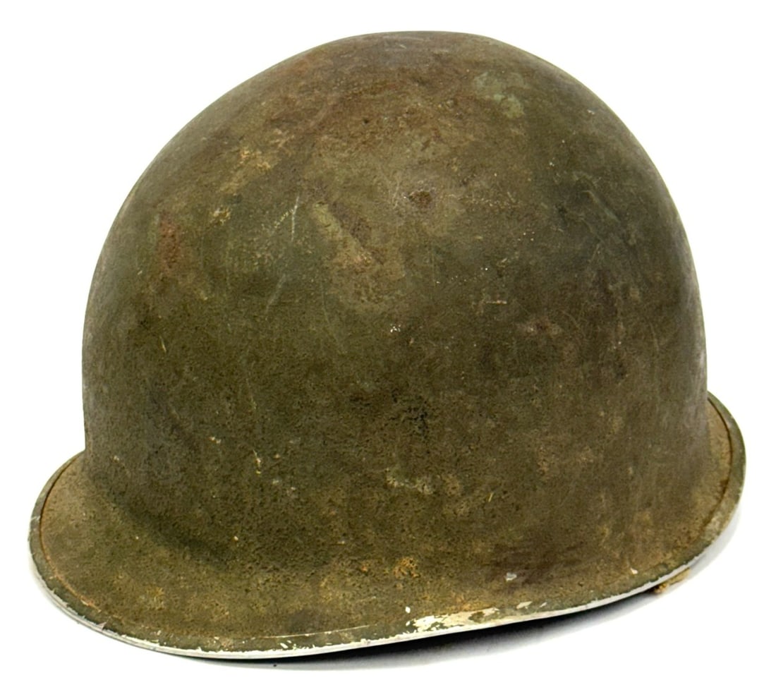 USA WW II M1 Helmet With Fixed Bale Inland Liner: USA WW II M1 Helmet With Fixed Bale Inland Liner.? Liner Marked "CPAC"