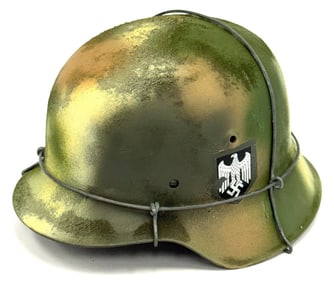 Repainted WW II M40 Camo Helmet  With Liner