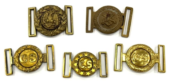 (5) Replica Brass Civil War Belt Buckles