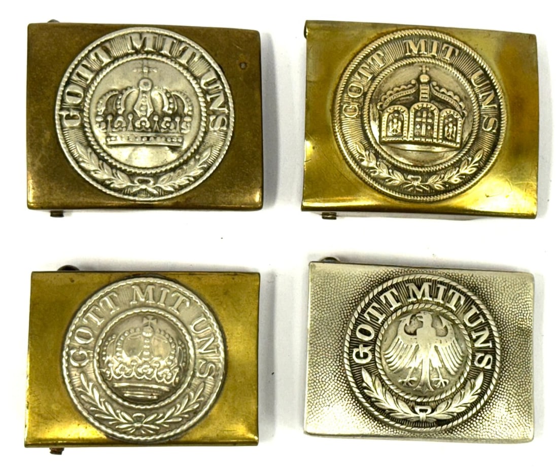4 German WW I Belt Buckels: 4 German WW I Belt Buckels (One German Army, One Imperial, Two Prussian)