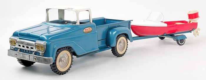 Tonka Stepside Pickup Truck w/ Boat & Trailer