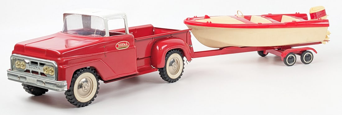 Tonka Stepside Pickup Truck w/ Boat & Trailer (1 of 12)