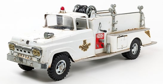Original White Tonka No. 5 Suburban Pumper Fire Truck