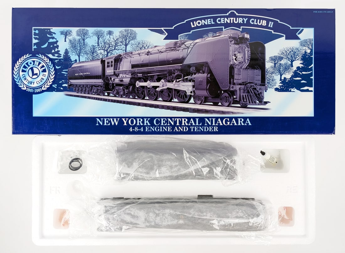 Lionel Century Club NYC 4-8-4 Engine and Tender 6-28069: Lionel Century Club II New York Central Niagara 4-8-4 engine and tender. Loco features TMCC, Railsounds, Electrocoupler, smoke and much more. The engine and tender are very good in the box. The box is