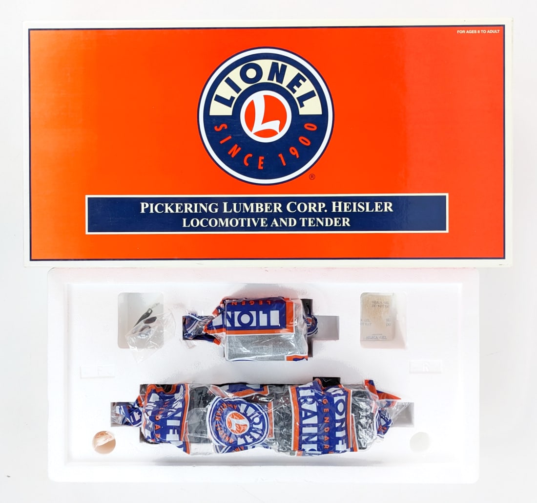 Lionel Pickering Lumber Corp. Heisler Locomotive & Tender 6-38092: Lionel Pickering Lumber Corp. Heisler #5 locomotive and tender. Features TMCC, Railsounds, Electrocouplers, and more. The locomotive and tender are brand new / never ran in the original box. The box i