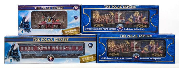 Lionel Polar Express Elf Handcar, Hobo Car, & (2) Boxcars