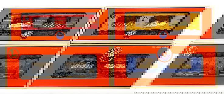 (4) Lionel Mint Cars 58512 58572 19667 52276: (4) Lionel mint cars. Includes TCA Lone Star Division Southern Pacific Daylight mint car 58512, TCA Convention Car - 2014 Reading Lines mint car 6-58572, Mint Car Well Springs 6-19667, and TCA Mint Ca