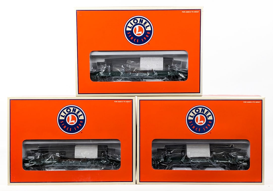 (3) Lionel Weyerhaeuser Log Dump Cars (1 of 8)