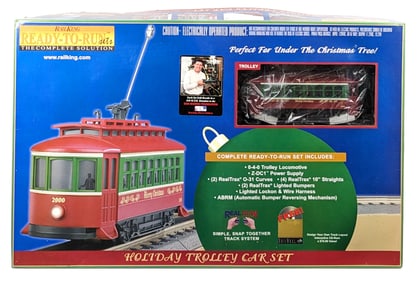 MTH RailKing Christmas Theme Trolley Train Set 30-4040-0