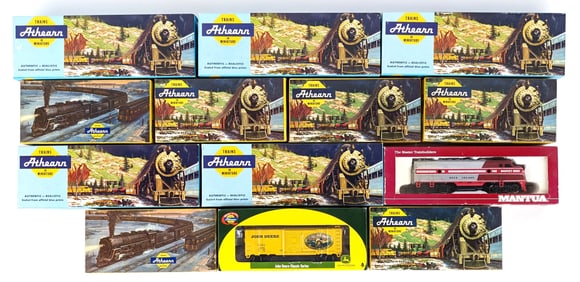 (12) HO Scale Train Cars and (1) Engine