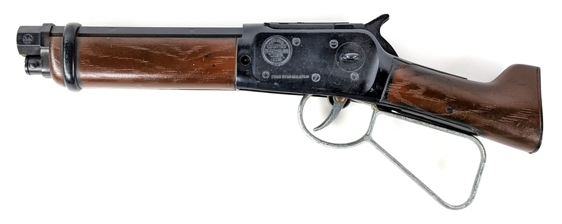 Wanted Dead or Alive The Official Mares Laig Rifle Pistol Cap Gun: Wanted Dead or Alive The Official Mares Laig sawed off shotgun rifle pistol cap gun toy. There is some surface rust where the caps go, but otherwise appears to be in good condition. Measures 13-1/2" l