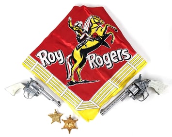 (2) Roy Rogers Cap Guns, Badges, & Handkerchief