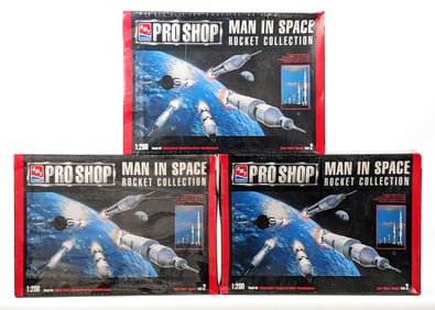 (3) 1/200 AMT Man In Space Rocket Collection Model Kit - Sealed