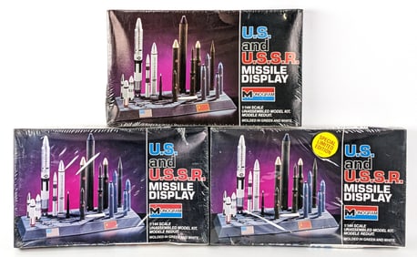 (3) 1/144 Monogram U.S. and USSR Missile Display Model Kits - Sealed