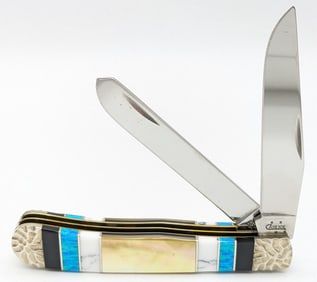 2006 Case XX Brian Yellowhorse Prototype Gold Lip Mother of Pearl Trapper 3254