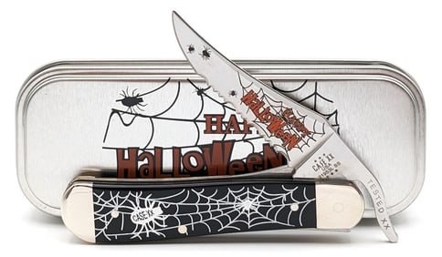 2023 Case XX Happy Halloween Spider Web Slick Black Russlock 21953L