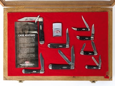 2004 Case XX Smooth Ebony Wood Knife Display Set