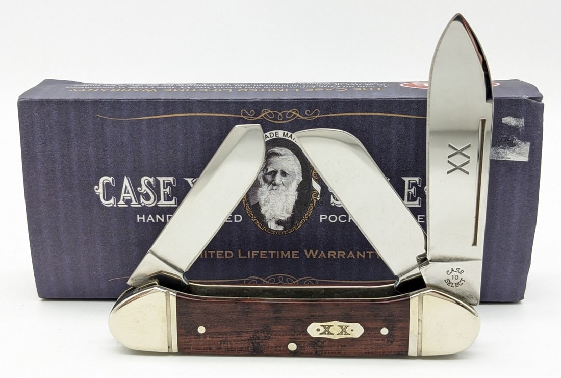 2008 Case XX Select Snake Wood Gunboat Canoe Knife 7394 w/ Case: Knife is in like new condition. Overall measures 4-1/4in when closed.