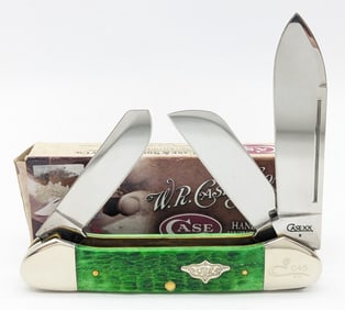 Ltd 2009 Case XX Burnt Green Bone 1 of 100 Gunboat Canoe Knife 6394 w/ Box