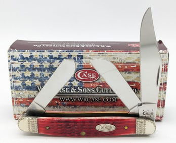 2015 Case XX Engraved Bolster Red Bone Medium Stockman 6347 w/ Case
