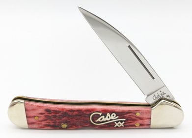 2002 Case XX Silver Script Cranberry Bone Wharncliffe Copperlock 61549W