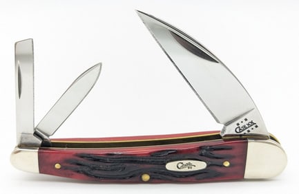 2002 Case XX Red Worm Groove Jig Bone Seahorse Whittler 6355WH
