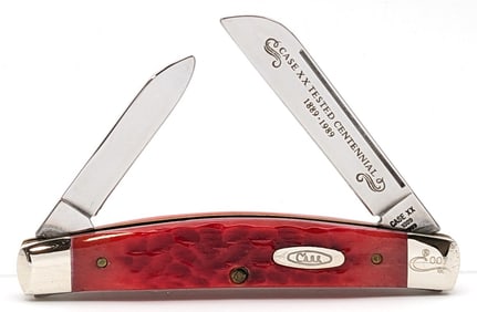 Ltd 1989 Case XX Centennial Set 1 of 500 Red Bone 2-Blade Congress Knife R62052