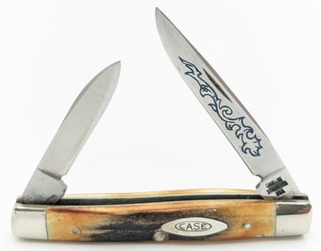 1977 Case XX Blue Scroll Stag Small Stockman 5233