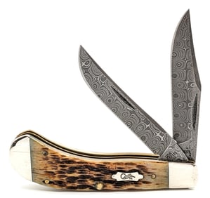2007 Case XX Raindrop Damascus Amber Bone Small Saddlehorn TB62110 DAM