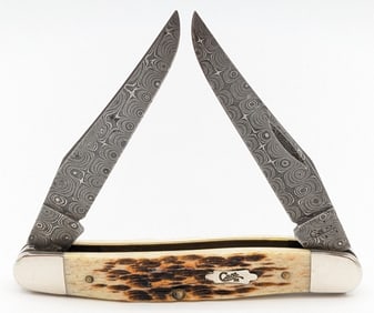 2007 Case XX Raindrop Damascus Amber Bone Muskrat